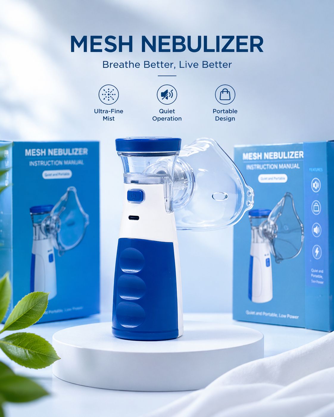 Mesh Nebulizer – Ultra-Fine Mist Portable Inhaler with Quiet Operation